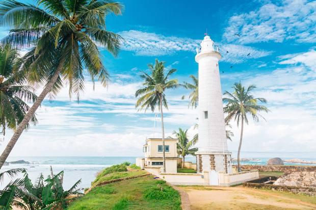 Galle Fort Lighthouse, Sri Lanka. Blue sky with clouds on the background. Shot with Canon 5D mk III